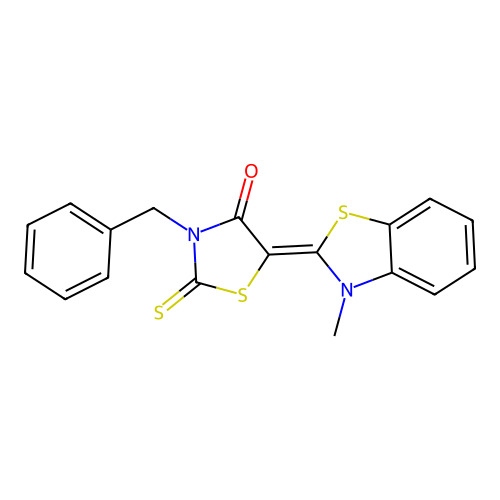 3-Benzyl-5-(3-methyl-3h-benzothiazol-2-ylidene)-2-thioxothiazolidin-4-one structure