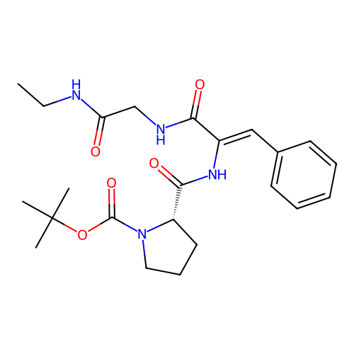 tert-Butyloxycarbonyl-prolyl-dehydrophenylalanyl-glycyl-ethylamide structure