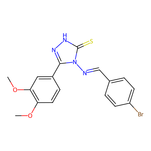 4-[(E)-(4-bromophenyl)methylideneamino]-3-(3,4-dimethoxyphenyl)-1H-1,2,4-triazole-5-thione structure