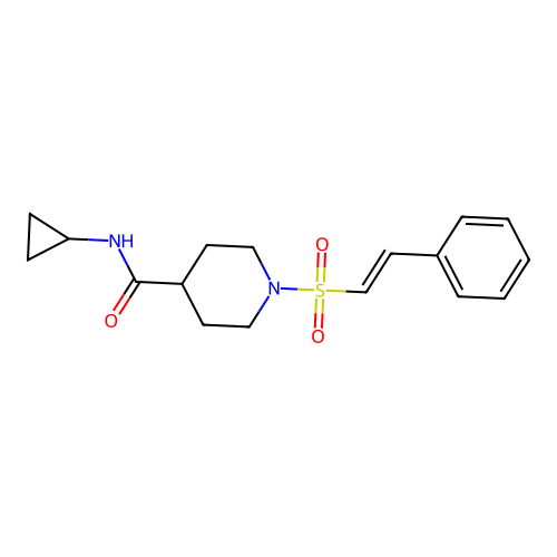 N-cyclopropyl-1-(2-phenylethenesulfonyl)piperidine-4-carboxamide structure