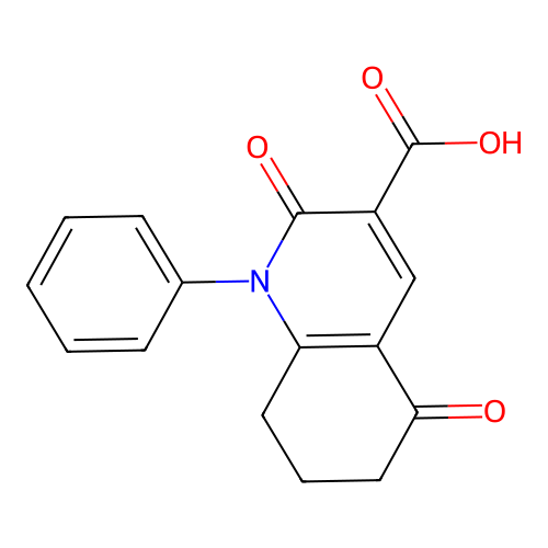 2,5-Dioxo-1-phenyl-1,2,5,6,7,8-hexahydroquinoline-3-carboxylic acid structure
