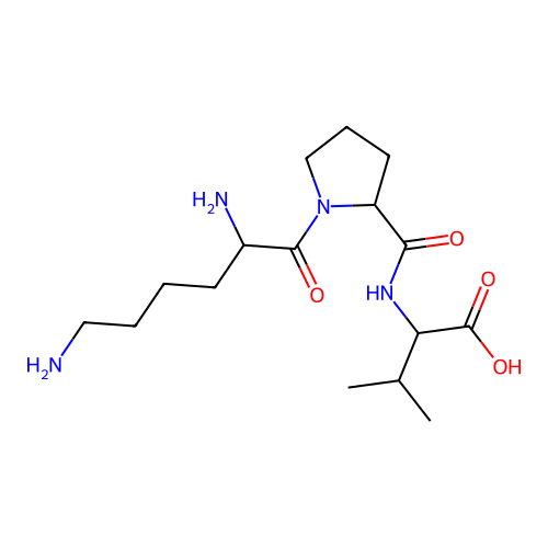 2-[[1-(2,6-Diaminohexanoyl)pyrrolidine-2-carbonyl]amino]-3-methylbutanoic acid structure