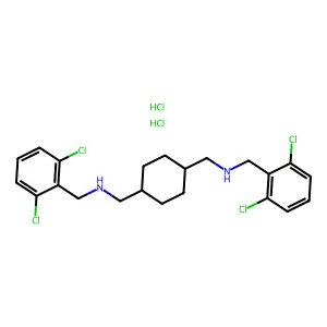 1,4-Cyclohexanebis(methylamine), N,N'-bis(2,6-dichlorobenzyl)-, dihydrochloride structure