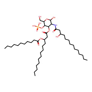 D-Glucose, 2-deoxy-2-((3-hydroxy-1-oxotetradecyl)amino)-, 4-(dihydrogen phosphate) 3-(3-((1-oxoundecyl)oxy)tetradecanoate), (2(R),3(R))- structure