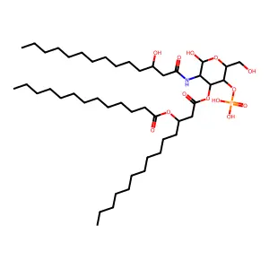 D-Glucose, 2-deoxy-2-((3-hydroxy-1-oxotetradecyl)amino)-, 4-(dihydrogen phosphate) 3-(3-((1-oxotridecyl)oxy)tetradecanoate), (2(R),3(R))- structure