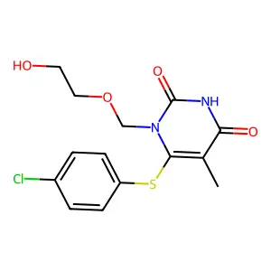 6-((4-Chlorophenyl)thio)-1-((2-hydroxyethoxy)methyl)thymine structure