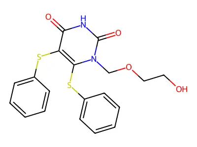 2,4(1H,3H)-Pyrimidinedione, 1-((2-hydroxyethoxy)methyl)-5,6-bis(phenylthio)- structure