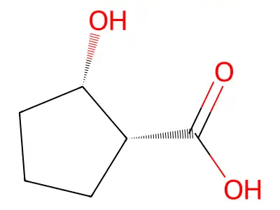 (1R,2S)-2-hydroxycyclopentane-1-carboxylic acid structure