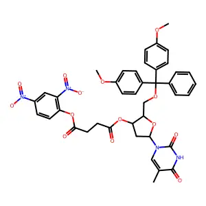 5'-O-(4,4'-dimethoxytrityl)thymidine-3'-O-(2,4-dinitrophenyl) succinate structure