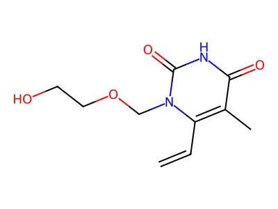 2,4(1H,3H)-Pyrimidinedione, 6-ethenyl-1-((2-hydroxyethoxy)methyl)-5-methyl- structure