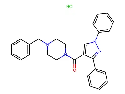 1-((1,3-Diphenyl-1H-pyrazol-4-yl)carbonyl)-4-(phenylmethyl)piperazine monohydrochloride structure