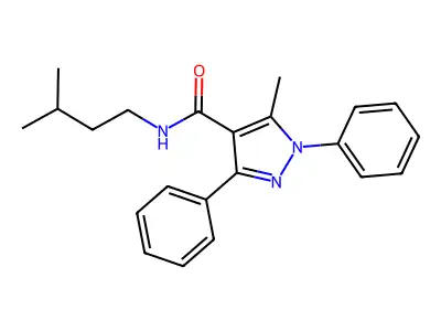 1H-Pyrazole-4-carboxamide, 1,3-diphenyl-5-methyl-N-(3-methylbutyl)- structure
