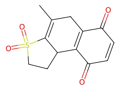 Naphtho(2,1-b)thiophene-6,9-dione, 1,2,5,9b-tetrahydro-4-methyl-, 3,3-dioxide structure