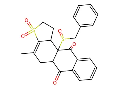 11a-benzylsulfinyl-4-methyl-3,3-dioxo-2,5,5a,11b-tetrahydro-1H-naphtho[3,2-e][1]benzothiole-6,11-dione structure