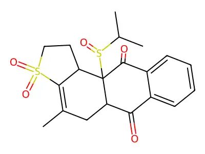 Anthra(2,1-b)thiophene-6,11-dione, 1,2,5,5a,11a,11b-hexahydro-4-methyl-11a-((1-methylethyl)sulfinyl)-, 3,3-dioxide structure