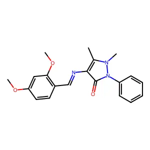 (E)-4-((2,4-dimethoxybenzylidene)amino)-1,5-dimethyl-2-phenyl-1H-pyrazol-3(2H)-one structure