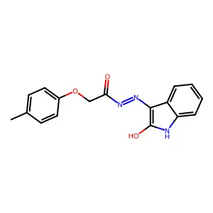 (E)-N'-(2-oxoindolin-3-ylidene)-2-(p-tolyloxy)acetohydrazide structure
