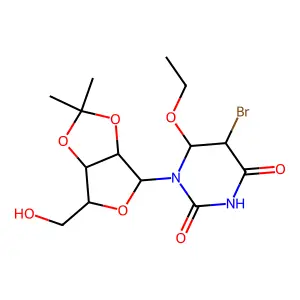 5-Bromo-6-ethoxy-5,6-dihydro-2',3'-isopropylidine-beta-ribofuranosyluracil structure