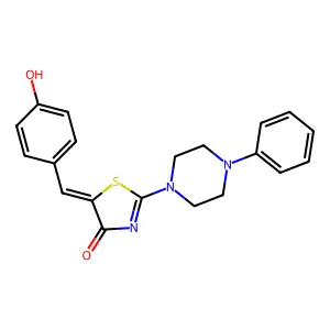 (E)-5-(4-hydroxybenzylidene)-2-(4-phenylpiperazin-1-yl)thiazol-4(5H)-one structure