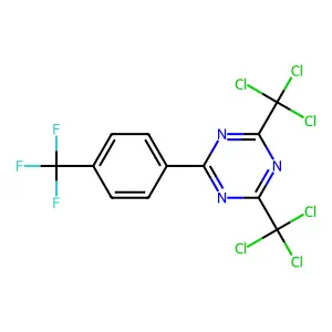 2,4-Bis(trichloromethyl)-6-[4-(trifluoromethyl)phenyl]-1,3,5-triazine structure