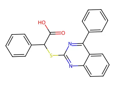 Phenyl[(4-phenylquinazolin-2-yl)sulfanyl]acetic acid structure