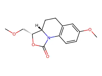 1H-Oxazolo(3,4-a)quinolin-1-one, 3,3a,4,5-tetrahydro-7-methoxy-3-(methoxymethyl)-, trans- structure