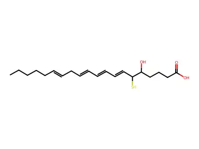 5-Hydroxy-6-sulfanylicosa-7,9,11,14-tetraenoic acid structure