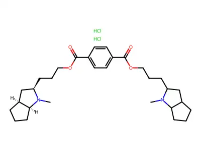 Bis(3-(1-methyl-2-cyclopenta(b)pyrrolidinyl)-1-propyl)terephthalate dihydrochloride structure