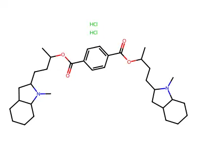 1,4-Benzenedicarboxylic acid, bis(1-methyl-3-(octahydro-1-methyl-1H-indol-2-yl)propyl) ester, dihydrochloride structure