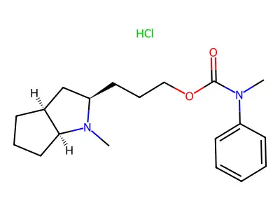 Carbamic acid, methylphenyl-, 3-(octahydro-1-methylcyclopenta(b)pyrrol-2-yl)propyl ester, monohydrochloride, (2-alpha,3a-beta,6a-beta)- structure