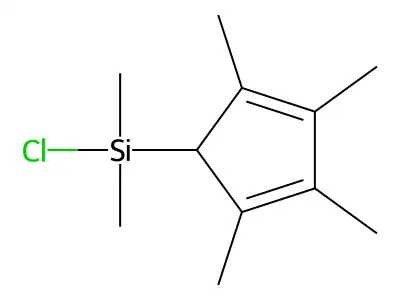 Chlorodimethyl(2,3,4,5-tetramethyl-2,4-cyclopentadien-1-yl)silane structure
