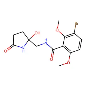 5-((3-Bromo-2,6-dimethoxybenzamido)methyl)-5-hydroxy-2-pyrrolidone structure