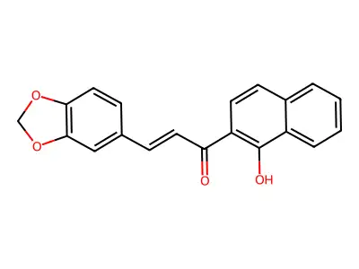 (2E)-3-(1,3-benzodioxol-5-yl)-1-(1-hydroxynaphthalen-2-yl)prop-2-en-1-one structure