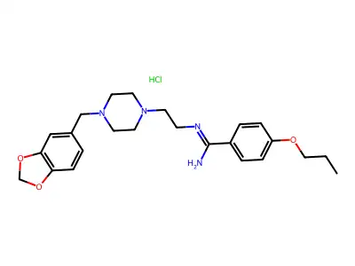 N-(2-(4-(1,3-Benzodioxol-5-ylmethyl)-1-piperazinyl)ethyl)-4-propoxybenzenecarboximidamide HCl structure