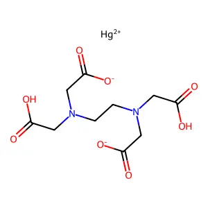 Acetic acid, (ethylenedinitrilo)tetra-, mercury(II) complex structure