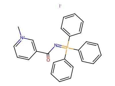 Pyridinium, 1-methyl-3-(((triphenylphosphoranylidene)amino)carbonyl)-, iodide structure