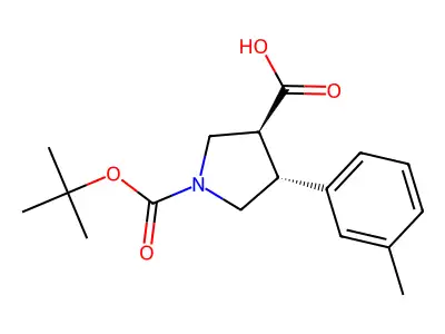 Trans-1-Boc-4-m-tolylpyrrolidine-3-carboxylic acid structure