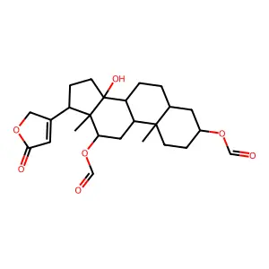 3,12-Bis(formyloxy)-14-hydroxycard-20(22)-enolide structure