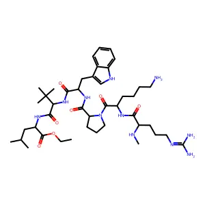 Methylarginyl-lysyl-prolyl-tryptophyl-tert-leucyl-leucyl-ethyl ester structure