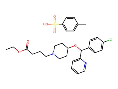 Ethyl 4-(4-((4-chlorophenyl)-2-pyridylmethoxy)-1-piperidyl)butanoate p-toluenesulfonate structure