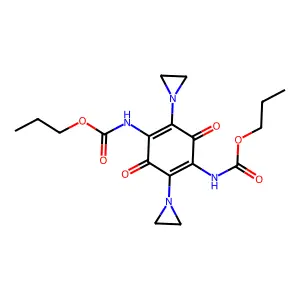 (2,5-Bis(1-aziridinyl)-3,6-dioxo-1,4-cyclohexadiene-1,4-diyl)biscarbamic acid, dipropyl ester structure