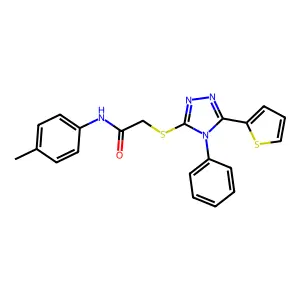 N-(4-methylphenyl)-2-{[4-phenyl-5-(thiophen-2-yl)-4H-1,2,4-triazol-3-yl]sulfanyl}acetamide structure