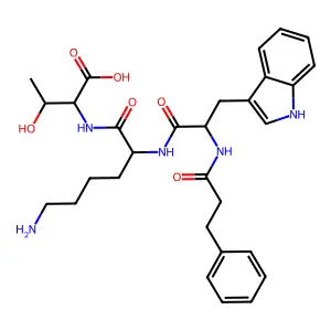 L-Threonine, N-(N2-(N-(1-oxo-3-phenylpropyl)-D-tryptophyl)-L-lysyl)- structure