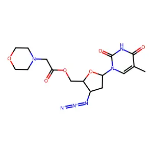 Thymidine, 3'-azido-3'-deoxy-, 5'-(4-morpholineacetate) structure