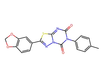 5H-(1,3,4)Thiadiazolo(3,2-a)(1,3,5)triazine-5,7(6H)-dione, 2-(1,3-benzodioxol-5-yl)-6-(4-methylphenyl)- structure