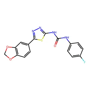 1-[5-(1,3-Benzodioxol-5-yl)-1,3,4-thiadiazol-2-yl]-3-(4-fluorophenyl)urea structure
