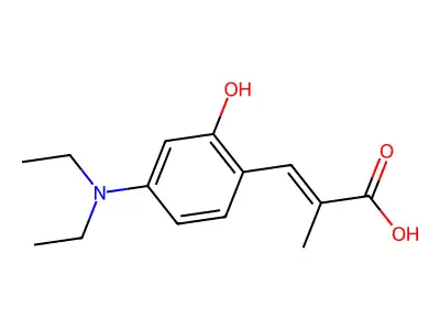 3-[4-(Diethylamino)-2-hydroxyphenyl]-2-methylprop-2-enoic acid structure