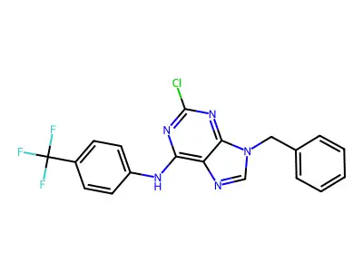 9H-Purin-6-amine, 2-chloro-9-(phenylmethyl)-N-(4-(trifluoromethyl)phenyl)- structure