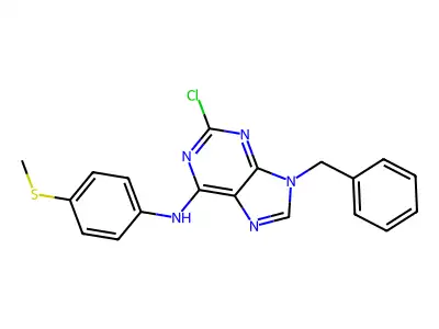 9-benzyl-2-chloro-N-(4-methylsulfanylphenyl)purin-6-amine structure
