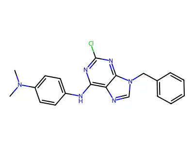 1,4-Benzenediamine, N'-(2-chloro-9-(phenylmethyl)-9H-purin-6-yl)-N,N-dimethyl- structure